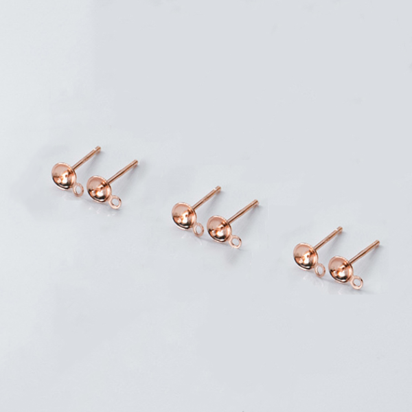 1 Pair 925 Sterling Silver Earring Base,Top Needle+Hanging Ring