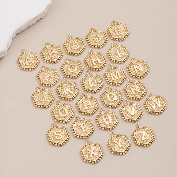 Brass Gilded Letter Words Pendant Piece Charms 14K Plated- PMAM-01