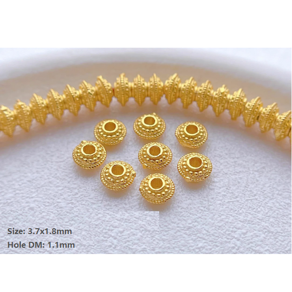 5pcs Sterling Silver Spacer Piece Parts 18K Plated- ASHG-01
