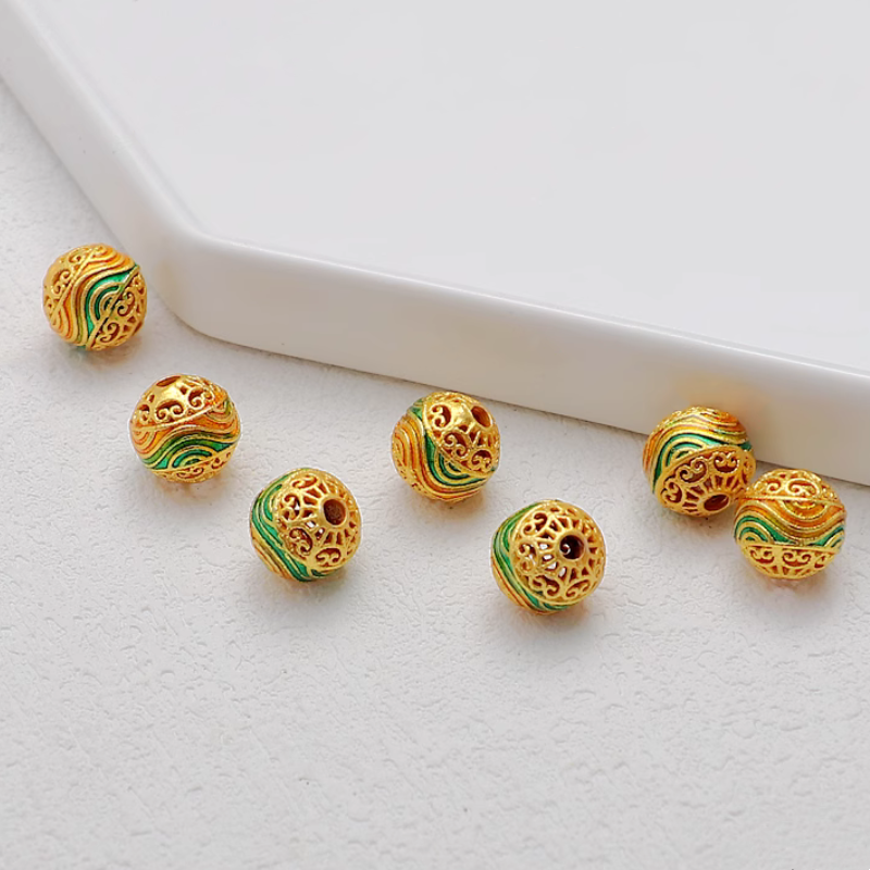 Alloy 14K Gilded Dispensing Spacer Round Beads
