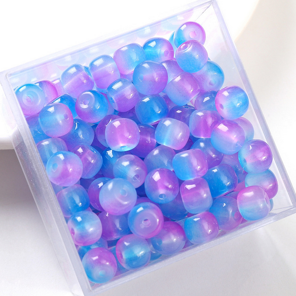 20pcs Glass Beads Imitation Jade Oblate Beads