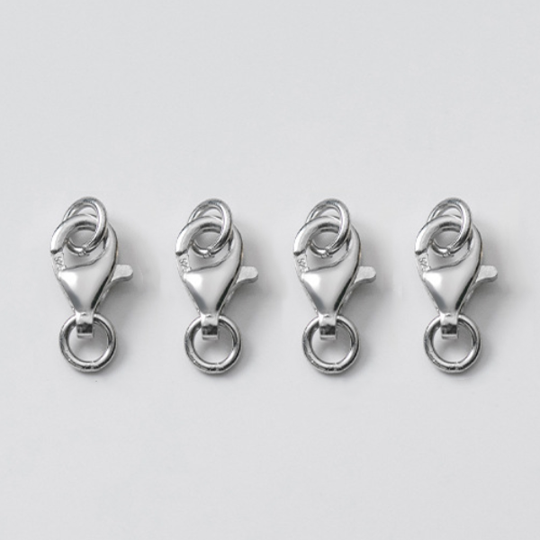 Sterling Silver 7x10mm Lobster Claw Clasp Double Ring, Platinum Plated -CSSS-07