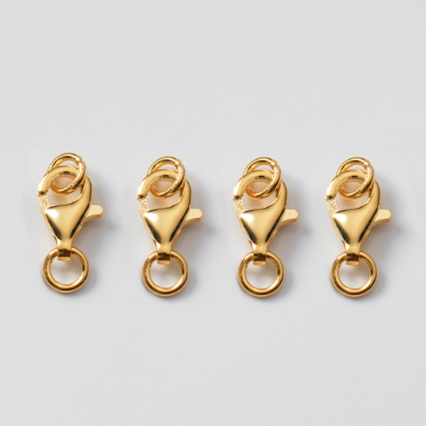 Sterling Silver 7x10mm Lobster Claw Clasp Double Ring, Gold Plated -CSSS-11