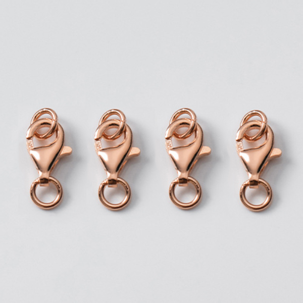 Sterling Silver 7x10mm Lobster Claw Clasp Double Ring, Rose Gold Plated -CSSS-15