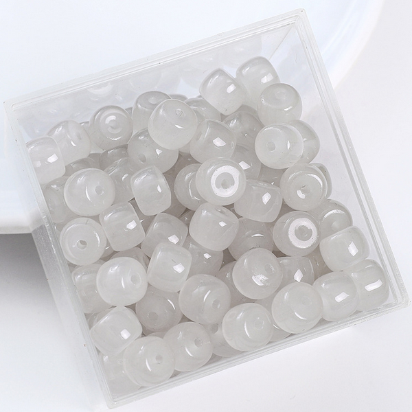20pcs 7x8mm Glass Imitation Jade Oblate Beads -GLFA-16