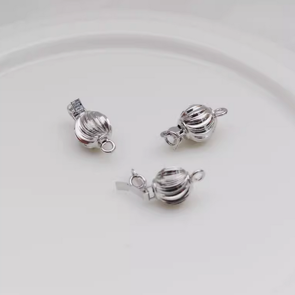 Brass Plain Inserts Clasp Pumpkin Shape Platinum Plated