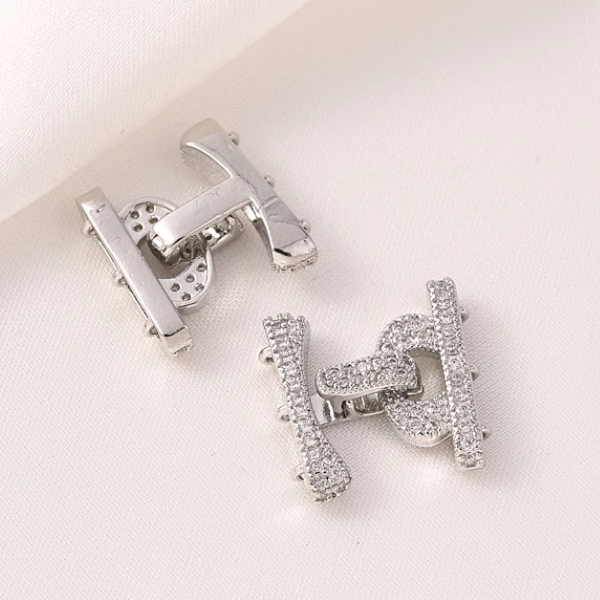 Brass H Shape Clip Clasp Gold / Platinum Plated Zirconic