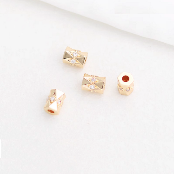 Alloy Cylinder + Zircon Spacer Partition Piece - 14K Plated - AMYZ-01