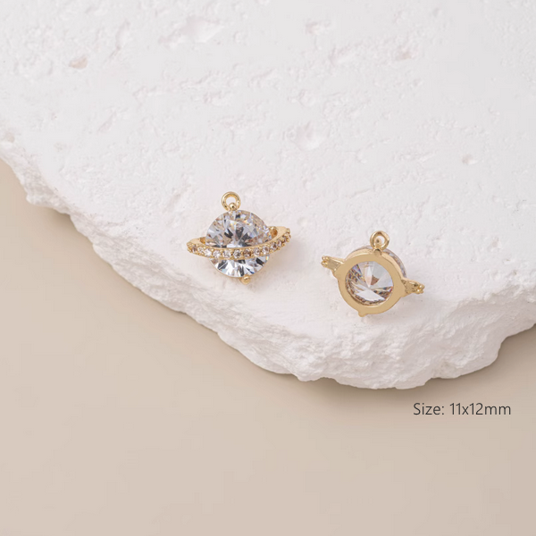 Brass 18K Gilded Zirconic Planet & Star Pendants