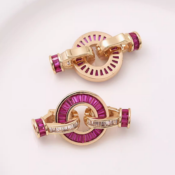 Brass Zirconic Ring Double Spring Clasp