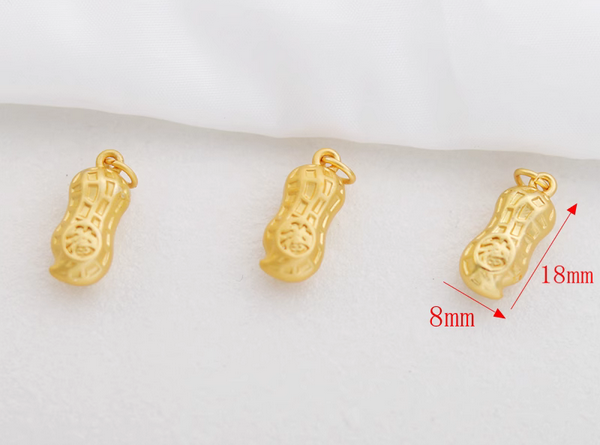 Alloy 18K Gold Plated Peanut (Solid) Pendant Charms