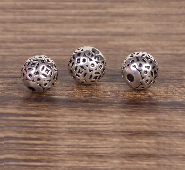 Tibetan Silver Hollowed Round Beads Spacers
