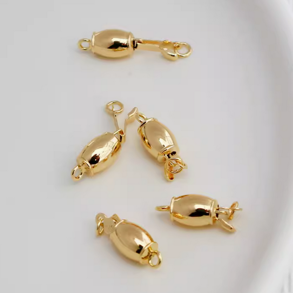 Brass 14K Gilded Cylinder Inserts Clasp