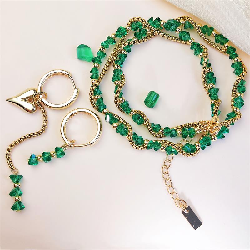 Crystal Beads DIY Material Necklace Green Color