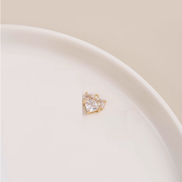 Brass Framed Zirconic Heart Shape Pendant - PMXG-01