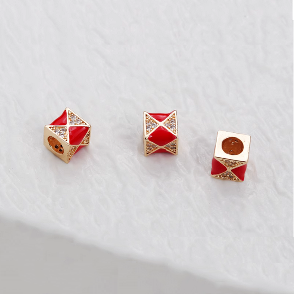 Alloy Dispensing Zirconic Square Spacer - 14K Gold Plated - AMYF-02