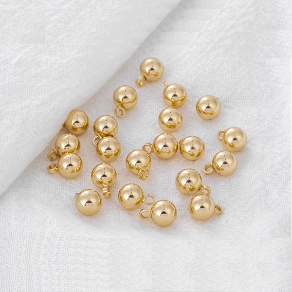 10pcs Alloy 4mm Pendant Spacer Solid Ball 14K Plated - AMSX-02