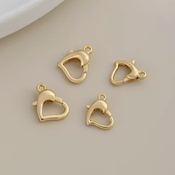 Brass Heart Shape Spring Ring Clasp Gold Platinume Plated