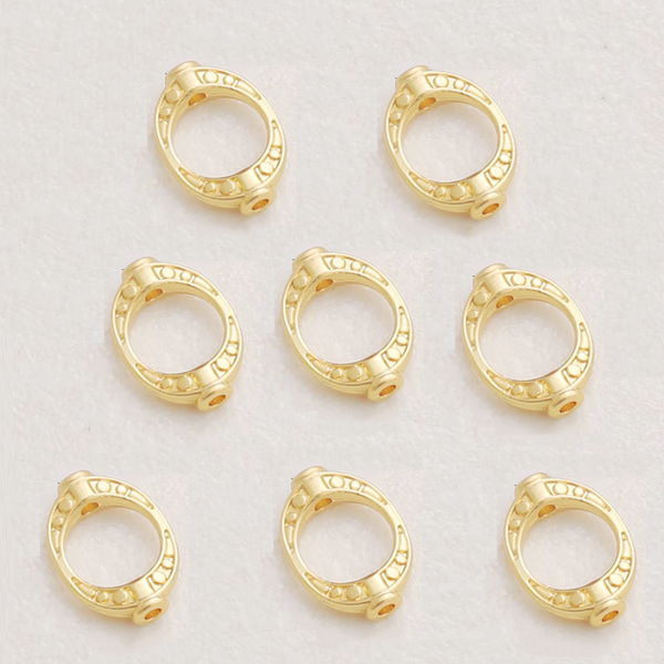 Brass Beads Enwrap Ring Ellipse-14K Plated- AMZQ-01
