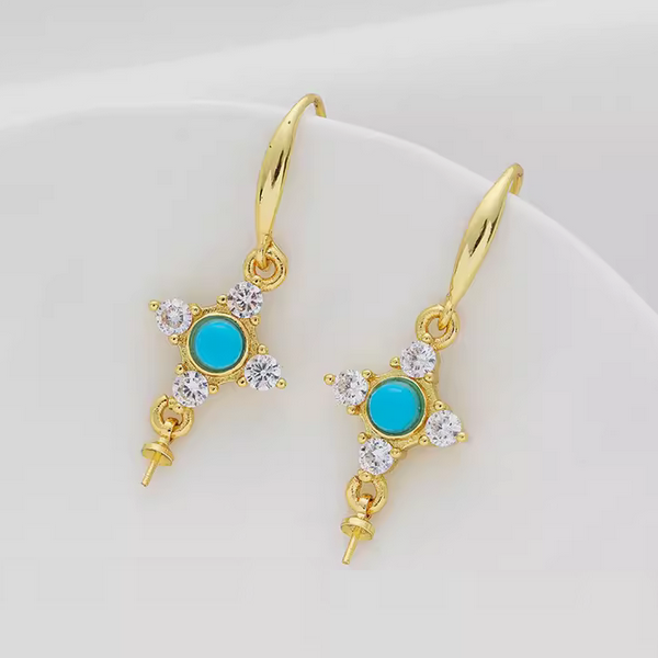 1 Pair Brass Earring Pendant Hooks 18K Gold Plate