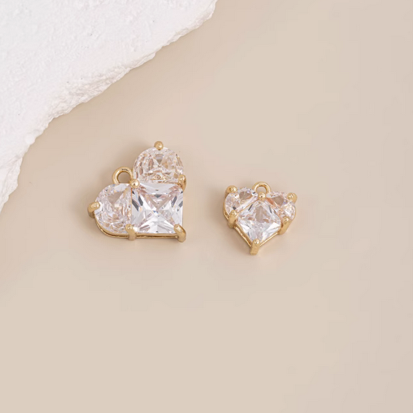 Brass Framed Zirconic Heart Shape Pendant