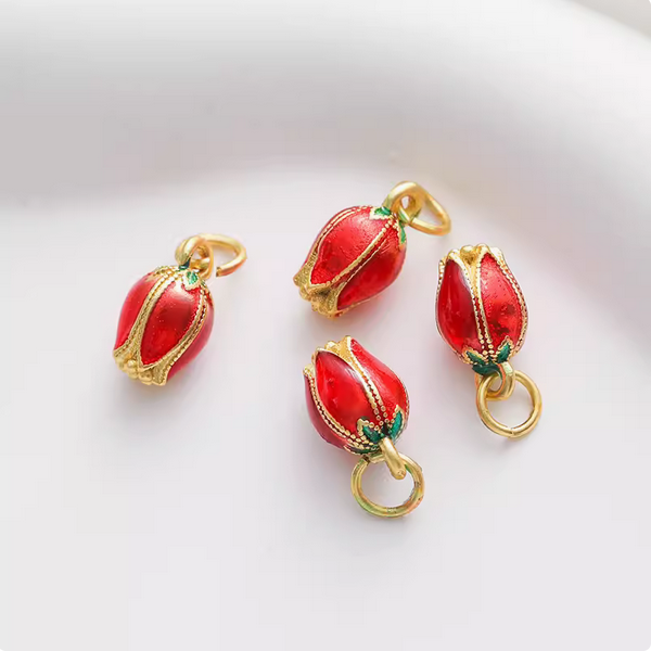 Alloy Flower Bud Pendant 18K Plated+Dispensing