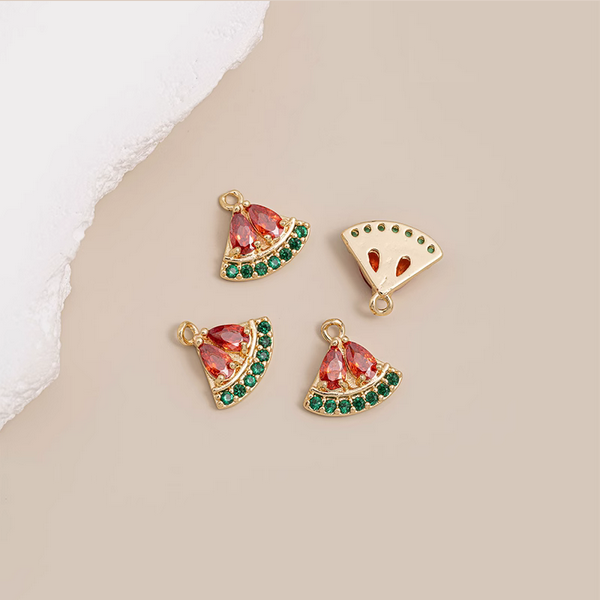 Brass Gilded Zirconic Fruit Jewelry Pendants