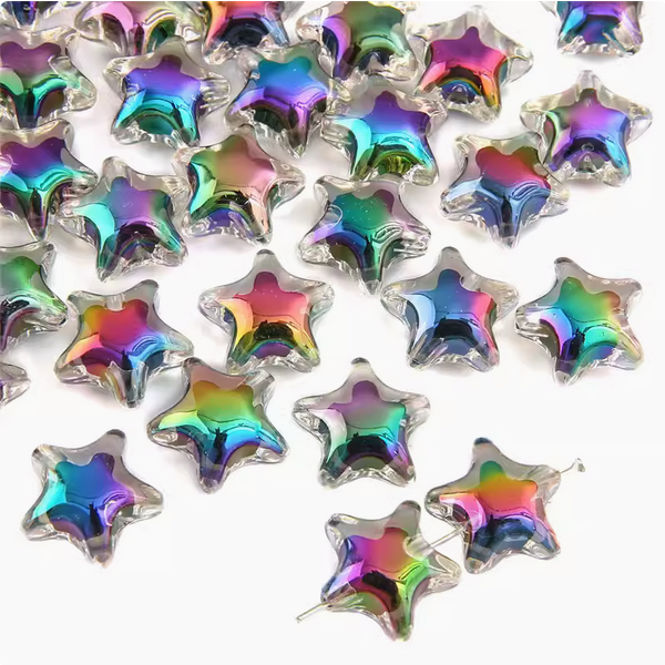 5pcs Acrylic Bilayer Beads Illusory Color, Star-OHSC-03