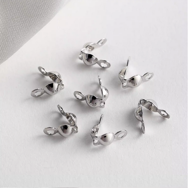 10pcs Clamshell Fold-Over/Knot/End Cap Covers, Platinum Plated- CMCJ-10