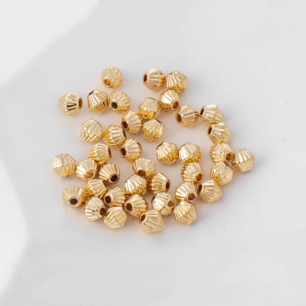 20pcs Alloy 4mm Rhomb Spare Spacer Beads 14K Plated - AMNG-01