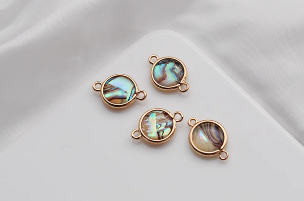 Brass Round Shell Mirror Like Pendant Piece