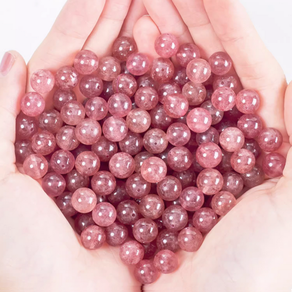 10pcs Pink Strawverry Quartz Crystal Gemstone Beads