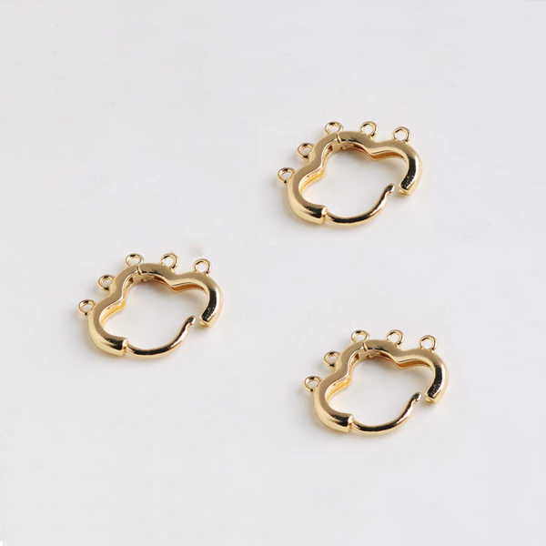 1 Pair Multiple Rings Brass Earring Hoop, 14K Gold Plated