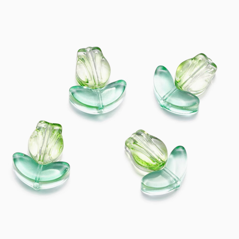 5pcs Glass Tulip Flower Pendant Transparent Buds Charms