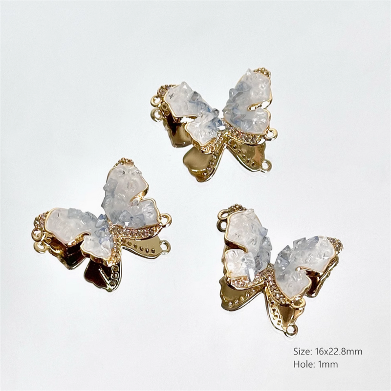 Brass Gilded Zircon Butterfly Pendants Necklace Bracelet Hanging Goods