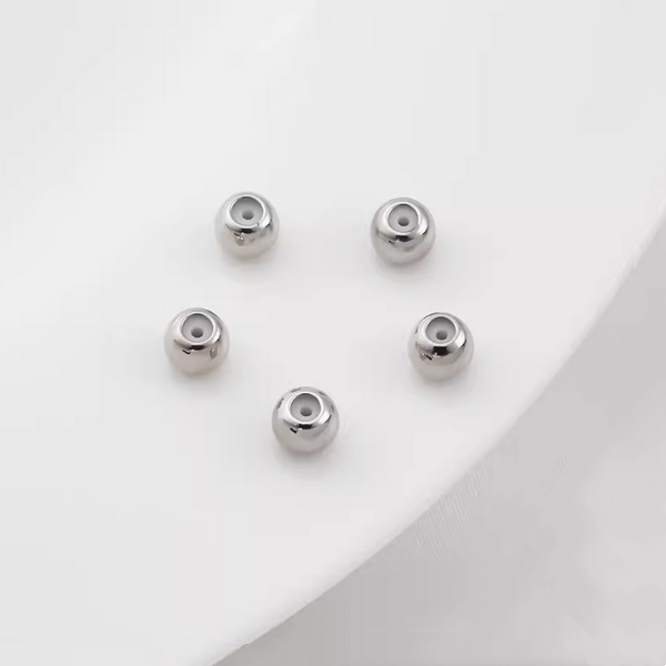 10pcs Brass Spacer Round Bead With Silicone