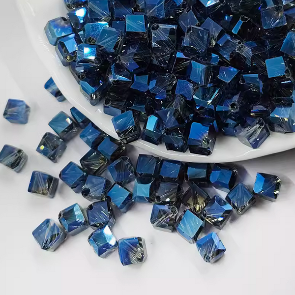 20pcs Square Glass Beads Diamond Effect Dazzle Colorful - GLXF-14