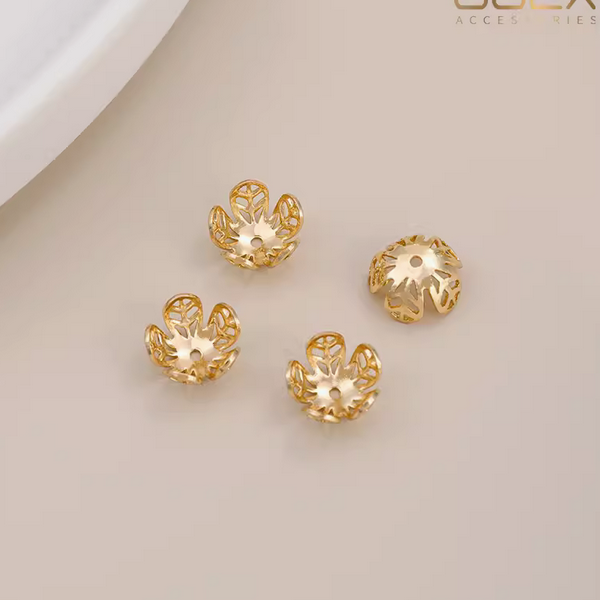 10pcs Brass Petal Torus Spacer Beads Tray 14K Plated- AMZT-03