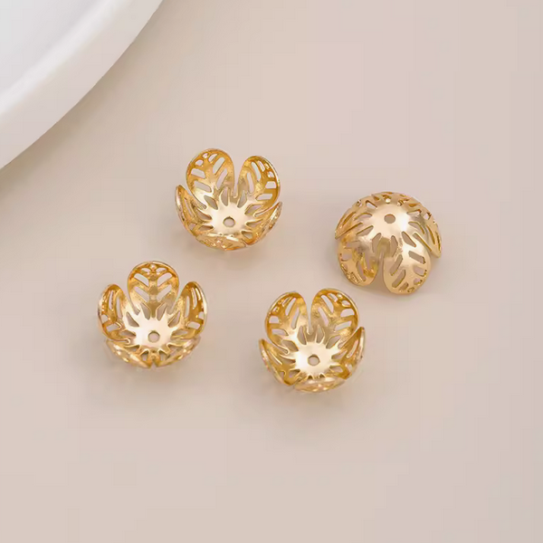 10pcs Brass Petal Torus Spacer Beads Tray 14K Plated- AMZT-04