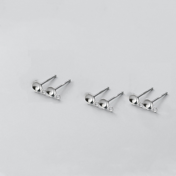 1 Pair 3x12.5mm Sterling Silver Earring Base, Platinum Plated- ERYZ-19