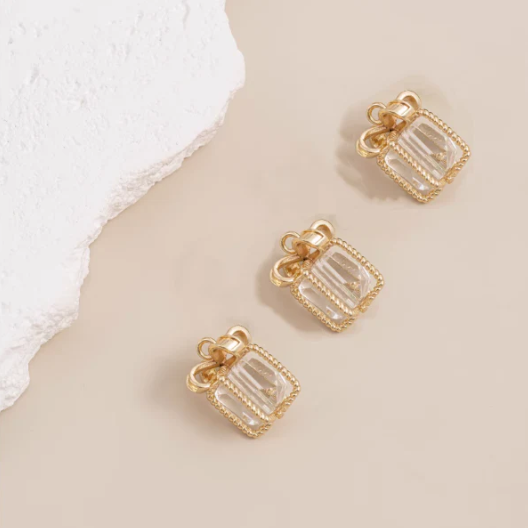 Brass Gilded Zircon Gift Box Pendant Charms