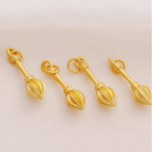 Brass Matt Gold 18K Plated Maobi Pendant Chinese Ancient Pen Charms