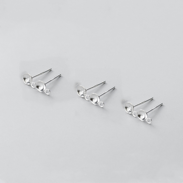 1 Pair 3x12.5mm Sterling Silver Earring Base, Silver Plated- ERYZ-17