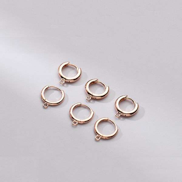 1 Pair 12mm (wire 1.9mm) Sterling Silver Earring Loop, Rose Gold Plated - ERHQ-07