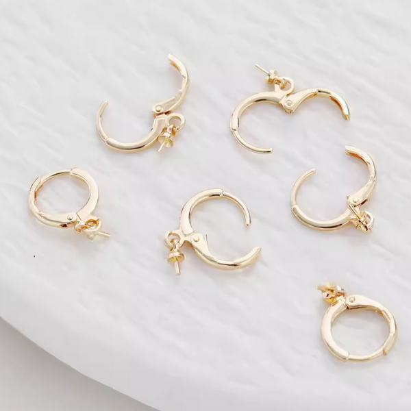 1 Pair Multiple Rings Brass Earring Hoop, 14K Gold Plate