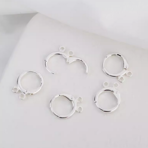 1 Pair Multiple Rings Brass Earring Hoop, Silver Plated