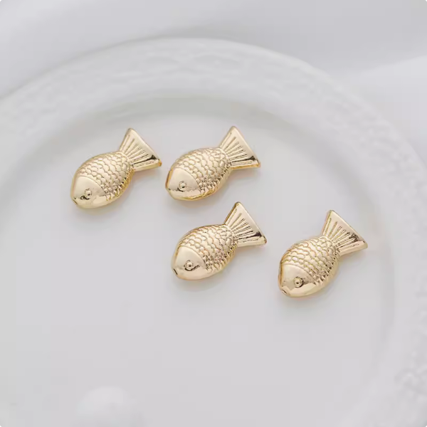 Alloy Cartoon Fish Pendant 14K Gold Plated