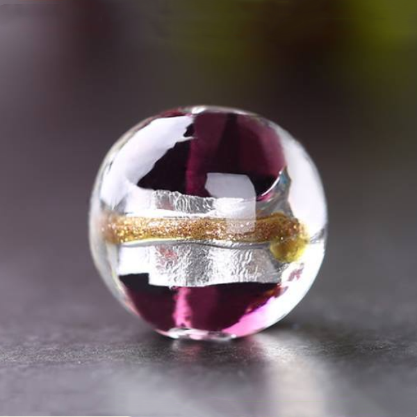 5pcs Glass Beads Silver Foil and Gold Sand