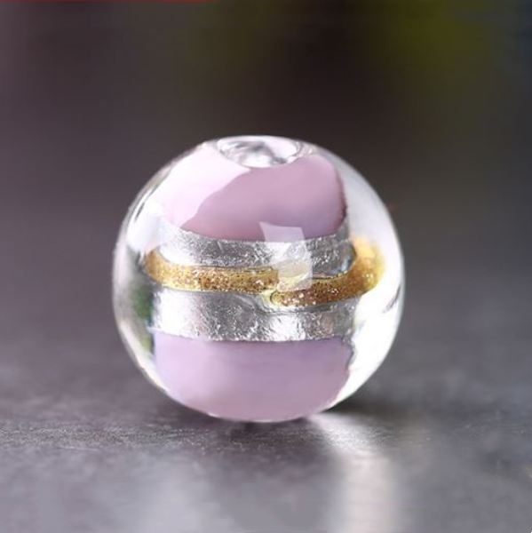 10pcs Glass Beads Silver Foil and Gold Sand -GLRJ-03