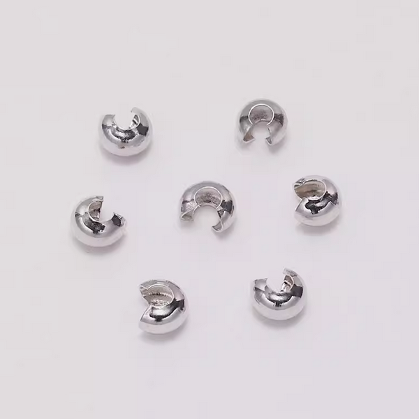 100pcs 4x5mm Half Round Open Crimp Beads / Knot Cover ,Platinum Plated- CMBK-05